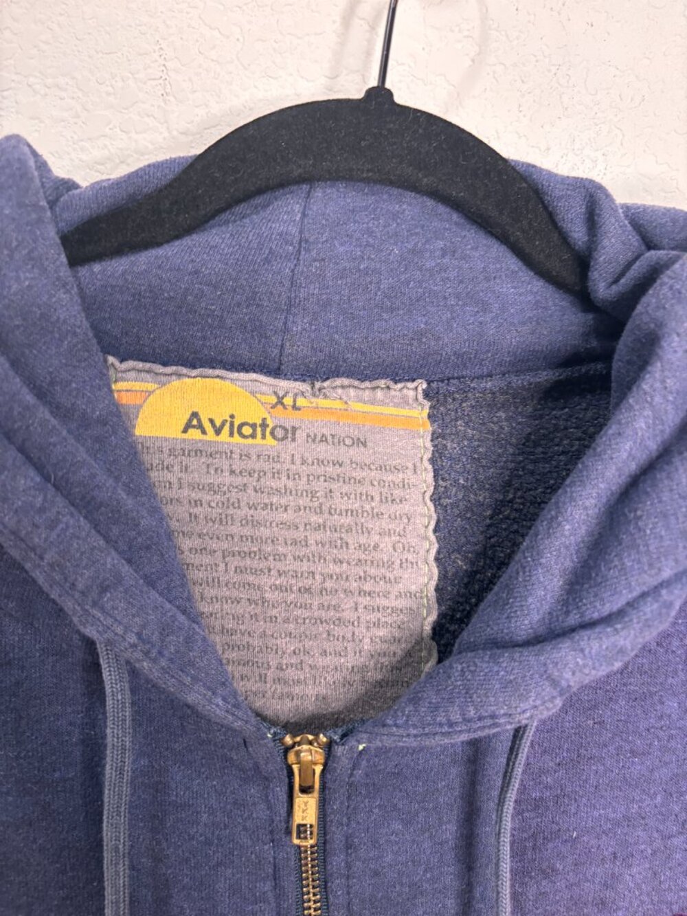 Aviator Nation 6 Stripe Zip Hoodie XL Rainbow Stripe Sweatshirt Navy Rare - Picture 2 of 3